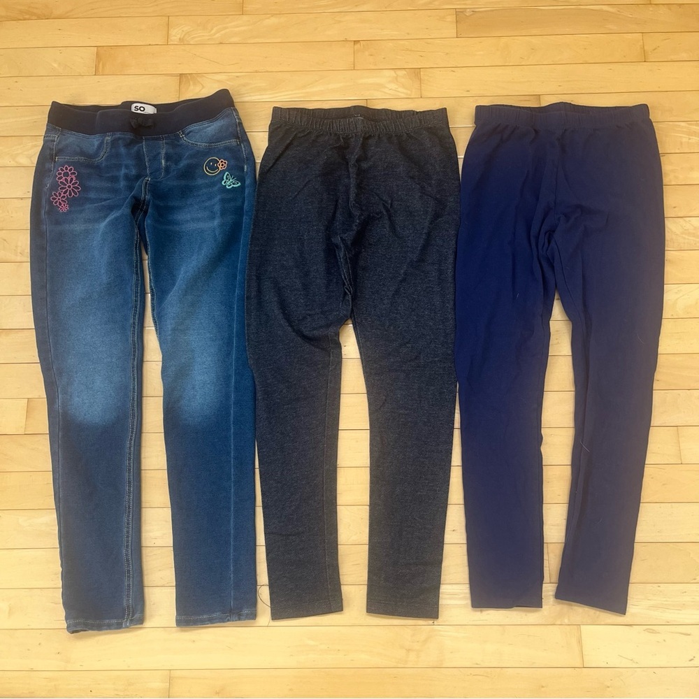 Lot Of 3 Girls Leggings Sz XL 14 SO Pants Cat & Jack Jeggings Soft Casual